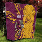 Personalized Brisbane Broncos Quilt Dynamic Lightning Mascot Rugby Australia