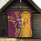 Personalized Brisbane Broncos Quilt Dynamic Lightning Mascot Rugby Australia
