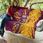 Personalized Brisbane Broncos Quilt Dynamic Lightning Mascot Rugby Australia