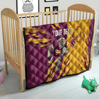 Personalized Brisbane Broncos Quilt Dynamic Lightning Mascot Rugby Australia