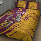 Personalized Brisbane Broncos Quilt Bed Set Dynamic Lightning Mascot Rugby Australia