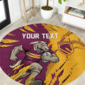 Personalized Brisbane Broncos Round Carpet Dynamic Lightning Mascot Rugby Australia
