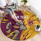 Personalized Brisbane Broncos Round Carpet Dynamic Lightning Mascot Rugby Australia