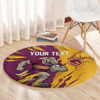 Personalized Brisbane Broncos Round Carpet Dynamic Lightning Mascot Rugby Australia