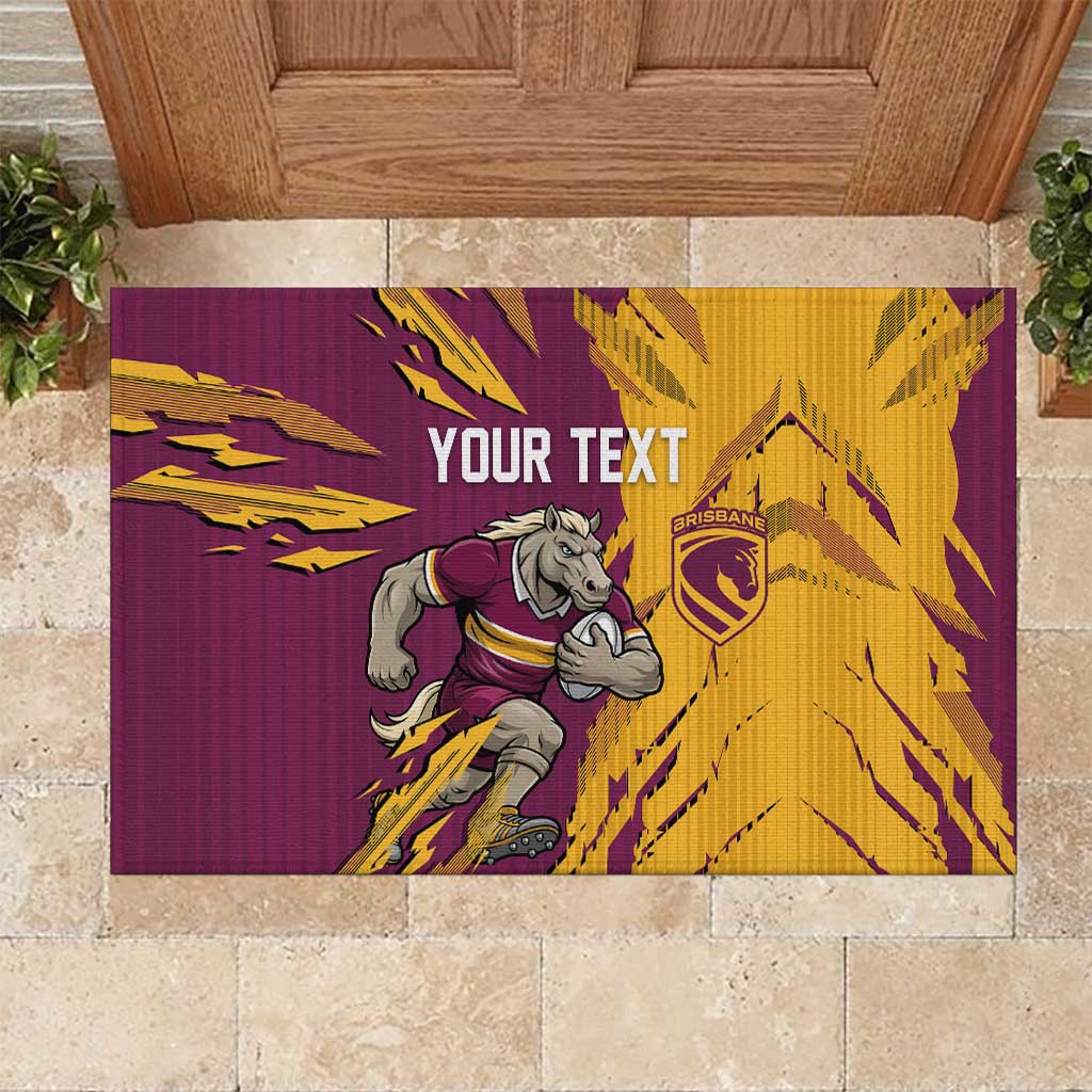 Personalized Brisbane Broncos Rubber Doormat Dynamic Lightning Mascot Rugby Australia