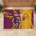 Personalized Brisbane Broncos Rubber Doormat Dynamic Lightning Mascot Rugby Australia