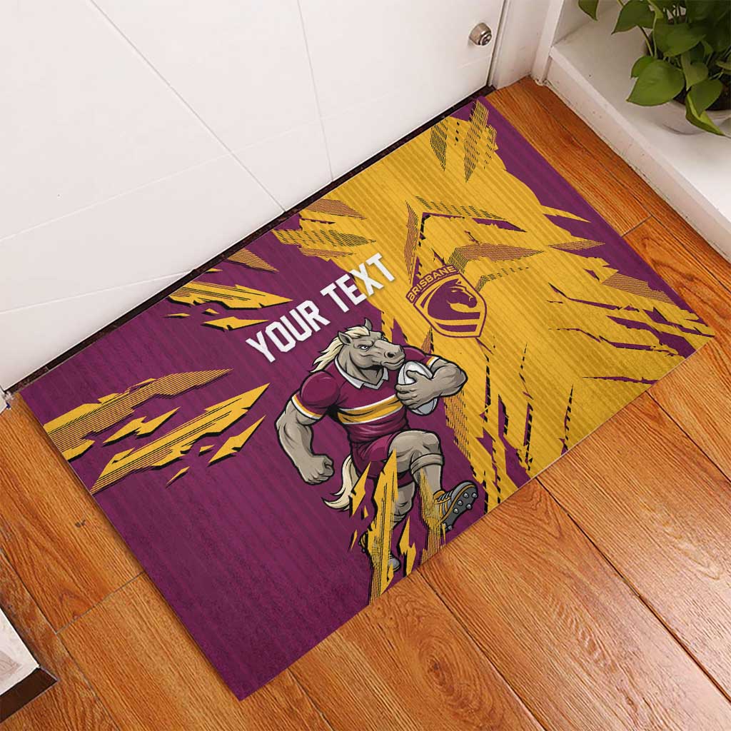 Personalized Brisbane Broncos Rubber Doormat Dynamic Lightning Mascot Rugby Australia