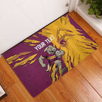 Personalized Brisbane Broncos Rubber Doormat Dynamic Lightning Mascot Rugby Australia
