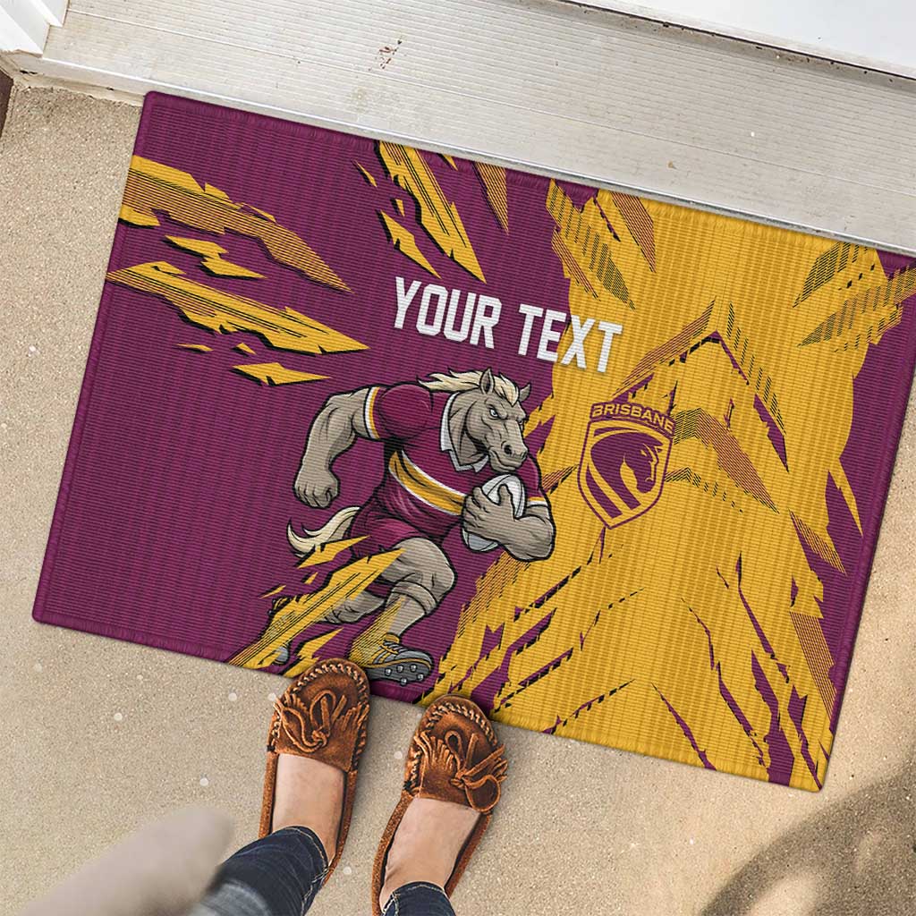 Personalized Brisbane Broncos Rubber Doormat Dynamic Lightning Mascot Rugby Australia