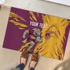Personalized Brisbane Broncos Rubber Doormat Dynamic Lightning Mascot Rugby Australia