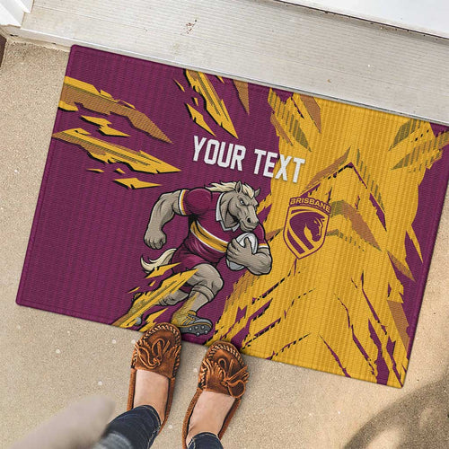 Personalized Brisbane Broncos Rubber Doormat Dynamic Lightning Mascot Rugby Australia