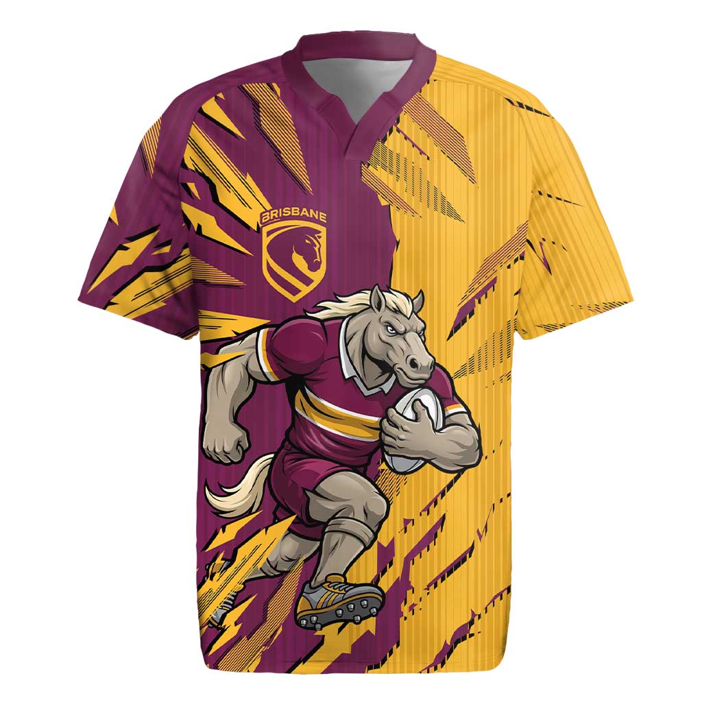 Personalized Brisbane Broncos Rugby Jersey Dynamic Lightning Mascot Rugby Australia