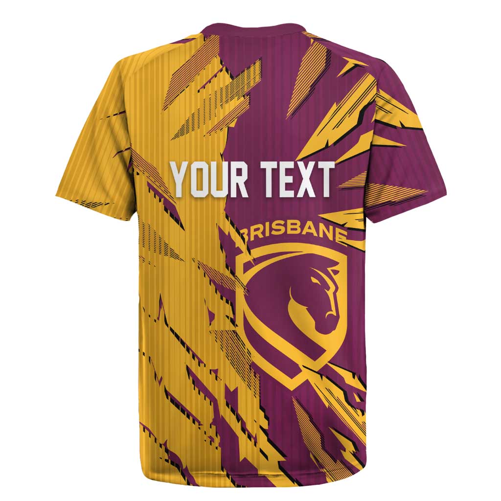 Personalized Brisbane Broncos Rugby Jersey Dynamic Lightning Mascot Rugby Australia
