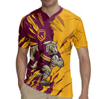 Personalized Brisbane Broncos Rugby Jersey Dynamic Lightning Mascot Rugby Australia