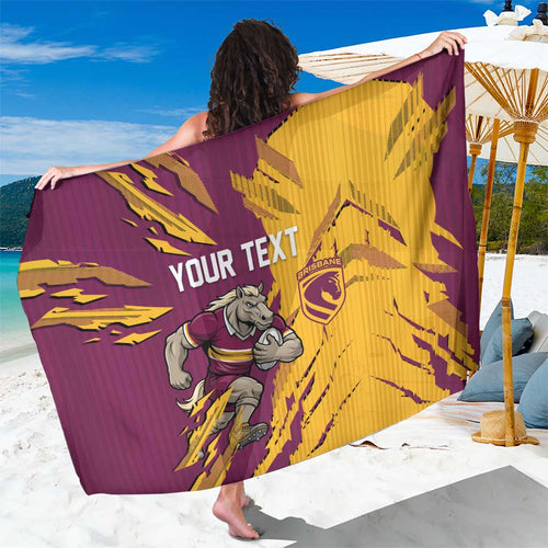 Personalized Brisbane Broncos Sarong Dynamic Lightning Mascot Rugby Australia