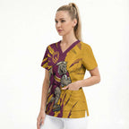 Personalized Brisbane Broncos Scrub Top Dynamic Lightning Mascot Rugby Australia