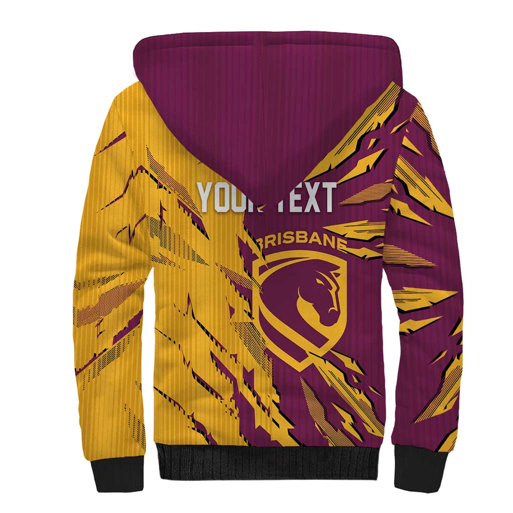 Personalized Brisbane Broncos Sherpa Hoodie Dynamic Lightning Mascot Rugby Australia