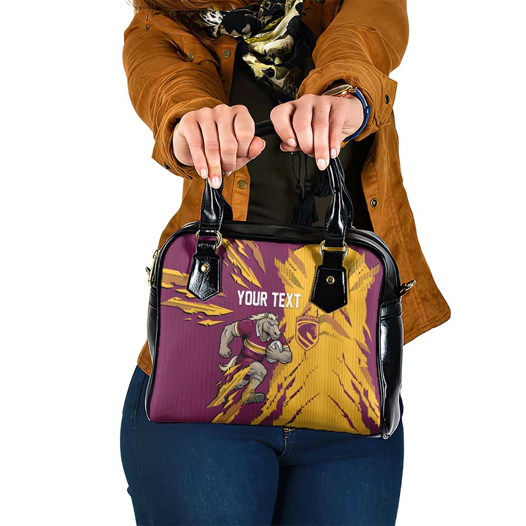 Personalized Brisbane Broncos Shoulder Handbag Dynamic Lightning Mascot Rugby Australia