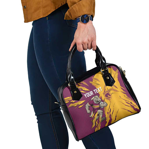 Personalized Brisbane Broncos Shoulder Handbag Dynamic Lightning Mascot Rugby Australia