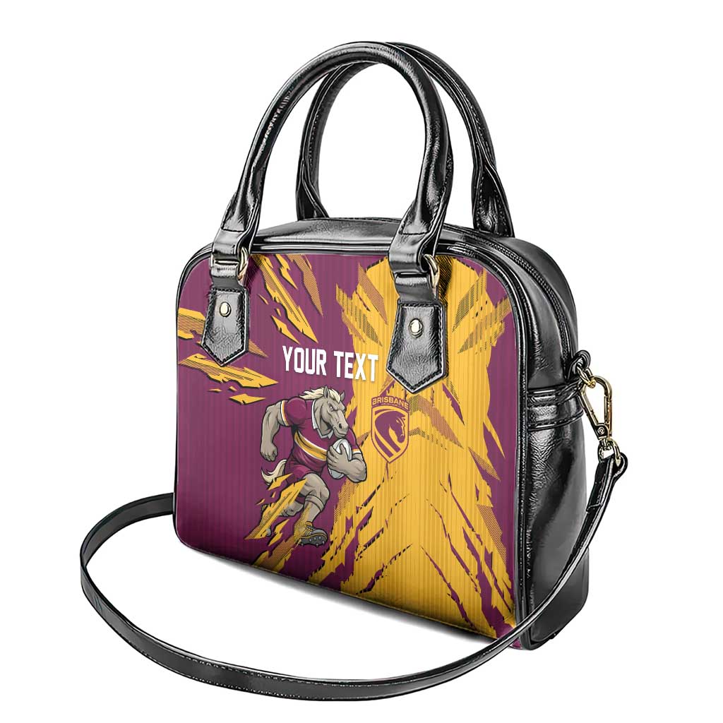 Personalized Brisbane Broncos Shoulder Handbag Dynamic Lightning Mascot Rugby Australia