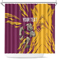 Personalized Brisbane Broncos Shower Curtain Dynamic Lightning Mascot Rugby Australia