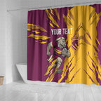 Personalized Brisbane Broncos Shower Curtain Dynamic Lightning Mascot Rugby Australia