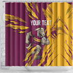 Personalized Brisbane Broncos Shower Curtain Dynamic Lightning Mascot Rugby Australia