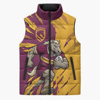 Personalized Brisbane Broncos Sleeveless Puffer Jacket Dynamic Lightning Mascot Rugby Australia