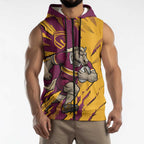 Personalized Brisbane Broncos Sleeveless Zip Hoodie Dynamic Lightning Mascot Rugby Australia