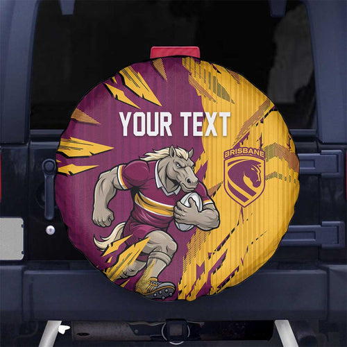 Personalized Brisbane Broncos Spare Tire Cover Dynamic Lightning Mascot Rugby Australia