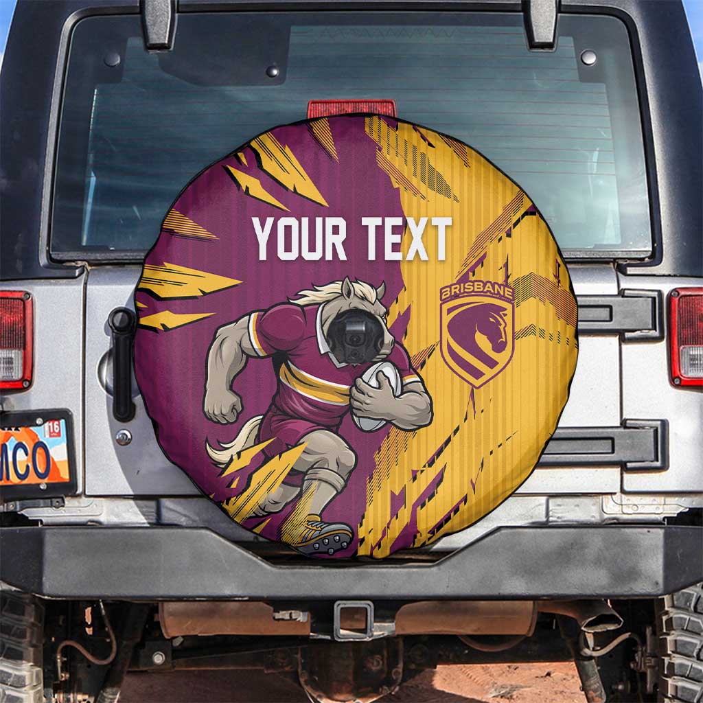 Personalized Brisbane Broncos Spare Tire Cover Dynamic Lightning Mascot Rugby Australia