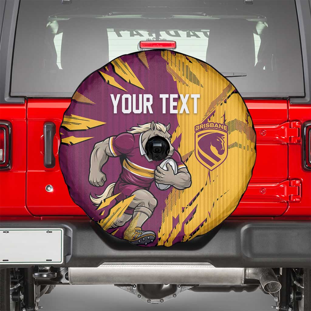 Personalized Brisbane Broncos Spare Tire Cover Dynamic Lightning Mascot Rugby Australia