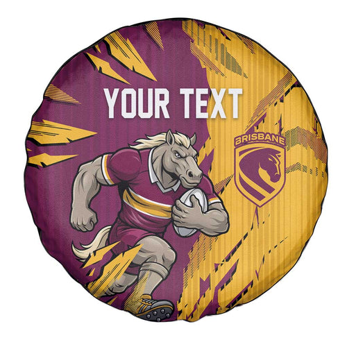 Personalized Brisbane Broncos Spare Tire Cover Dynamic Lightning Mascot Rugby Australia