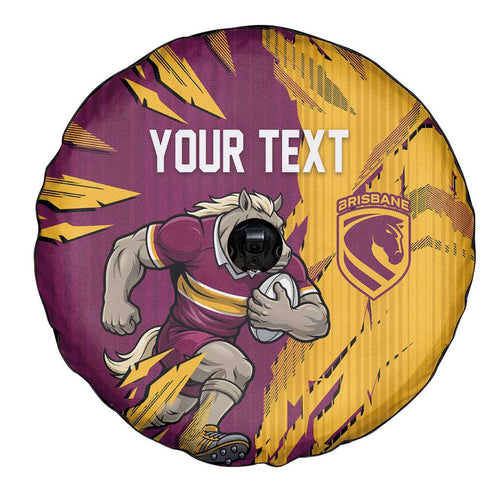 Personalized Brisbane Broncos Spare Tire Cover Dynamic Lightning Mascot Rugby Australia