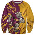 Personalized Brisbane Broncos Sweatshirt Dynamic Lightning Mascot Rugby Australia