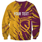 Personalized Brisbane Broncos Sweatshirt Dynamic Lightning Mascot Rugby Australia