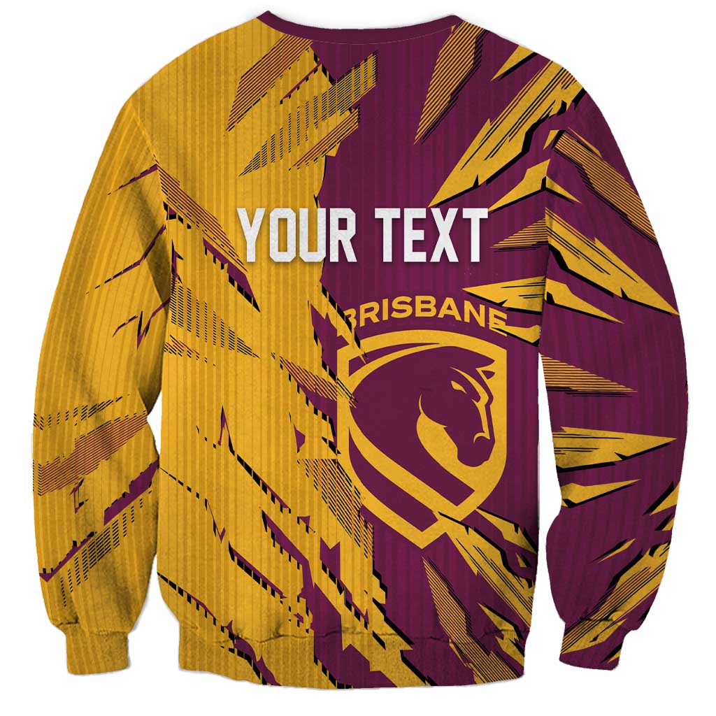 Personalized Brisbane Broncos Sweatshirt Dynamic Lightning Mascot Rugby Australia