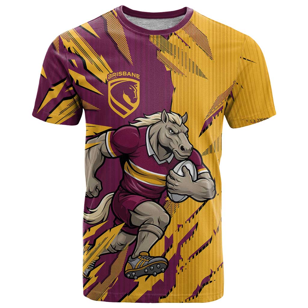 Personalized Brisbane Broncos T Shirt Dynamic Lightning Mascot Rugby Australia