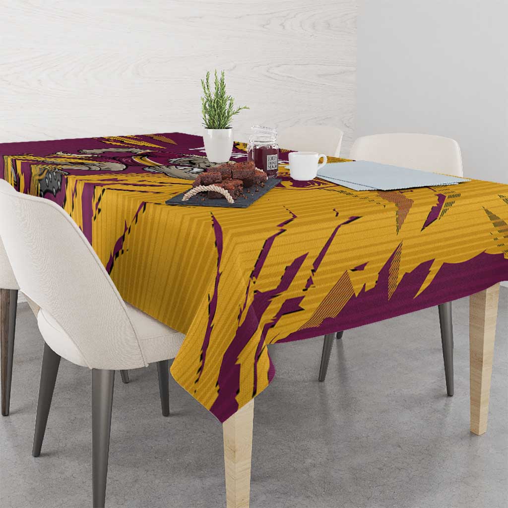 Personalized Brisbane Broncos Tablecloth Dynamic Lightning Mascot Rugby Australia