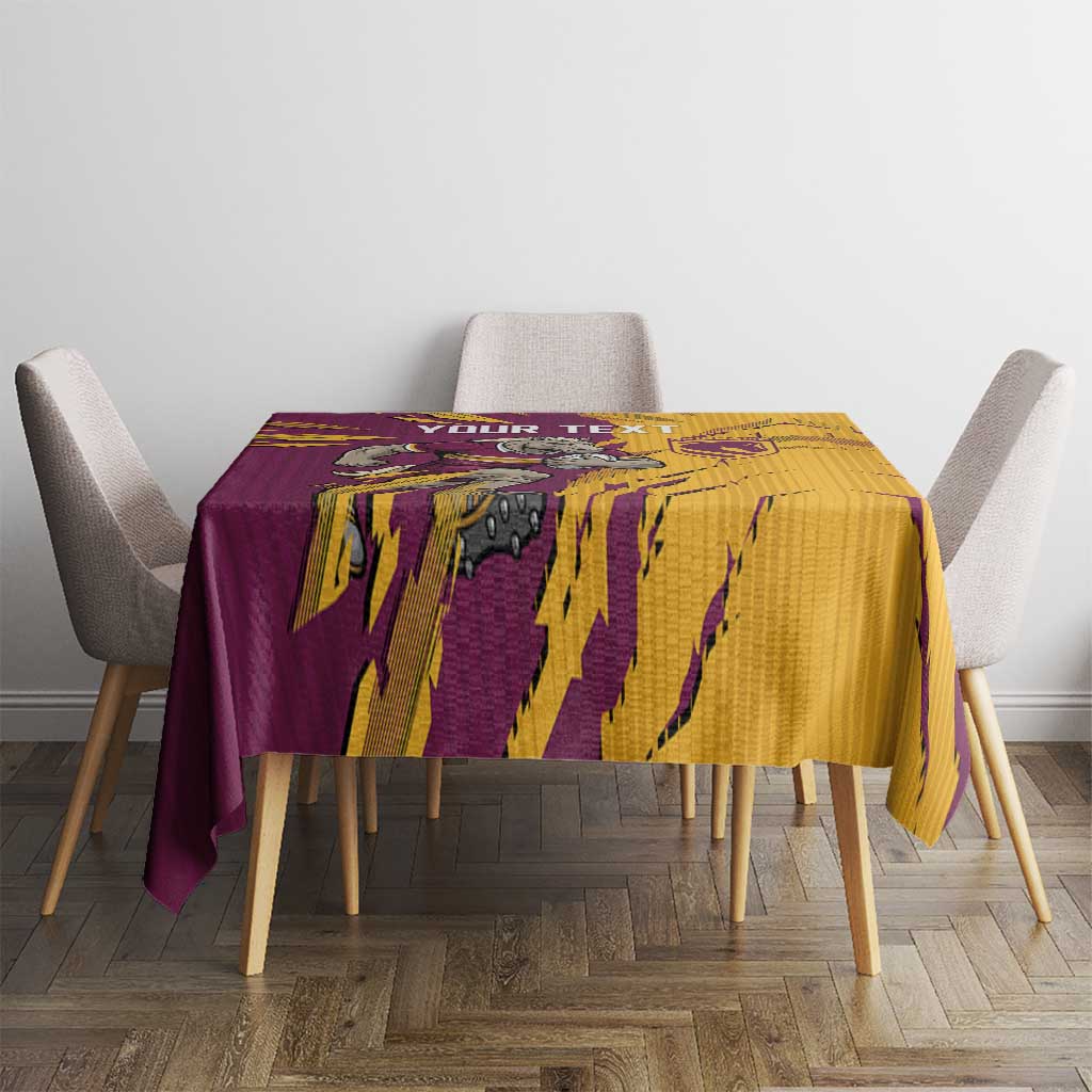 Personalized Brisbane Broncos Tablecloth Dynamic Lightning Mascot Rugby Australia