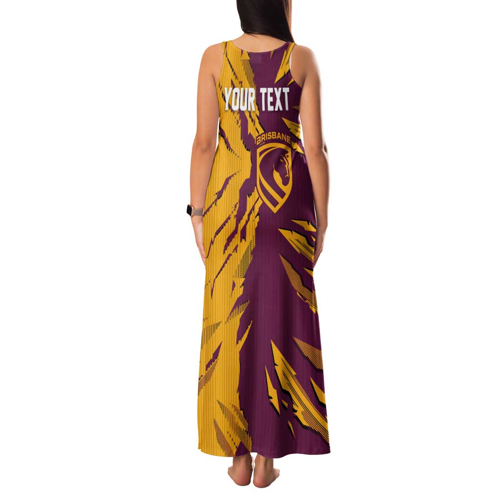 Personalized Brisbane Broncos Tank Maxi Dress Dynamic Lightning Mascot Rugby Australia
