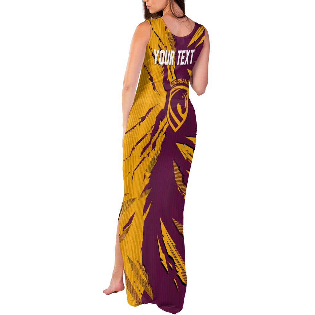 Personalized Brisbane Broncos Tank Maxi Dress Dynamic Lightning Mascot Rugby Australia