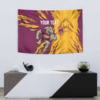 Personalized Brisbane Broncos Tapestry Dynamic Lightning Mascot Rugby Australia