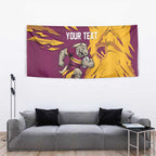 Personalized Brisbane Broncos Tapestry Dynamic Lightning Mascot Rugby Australia