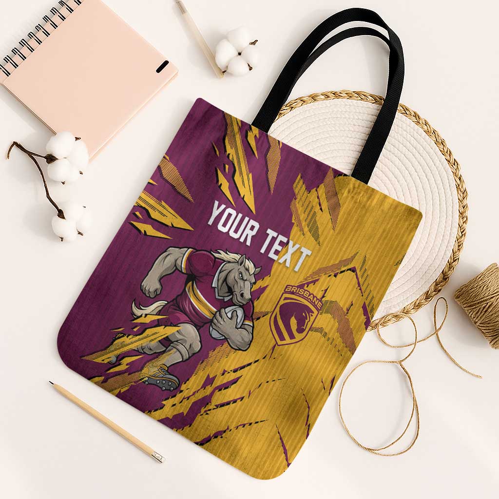 Personalized Brisbane Broncos Tote Bag Dynamic Lightning Mascot Rugby Australia