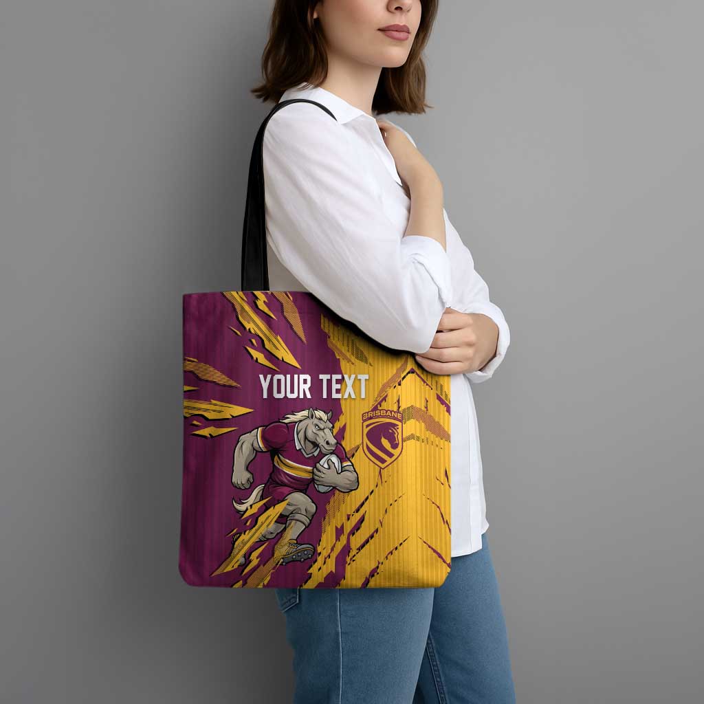 Personalized Brisbane Broncos Tote Bag Dynamic Lightning Mascot Rugby Australia