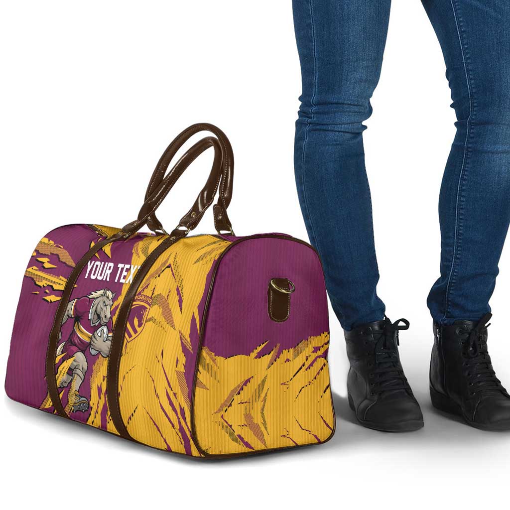 Personalized Brisbane Broncos Travel Bag Dynamic Lightning Mascot Rugby Australia