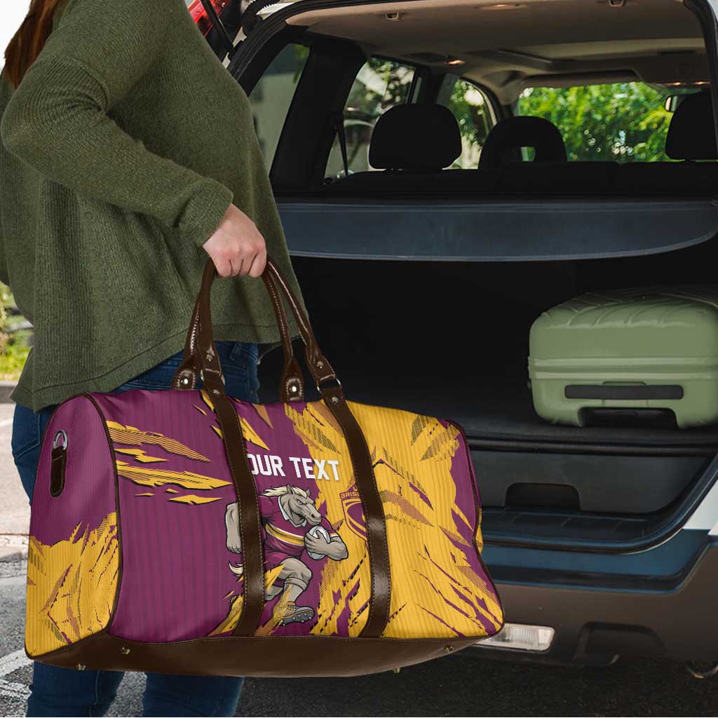 Personalized Brisbane Broncos Travel Bag Dynamic Lightning Mascot Rugby Australia