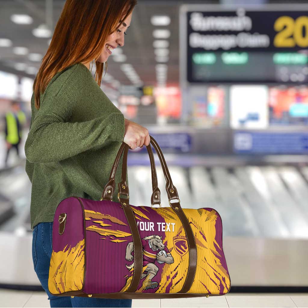 Personalized Brisbane Broncos Travel Bag Dynamic Lightning Mascot Rugby Australia