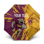 Personalized Brisbane Broncos Umbrella Dynamic Lightning Mascot Rugby Australia